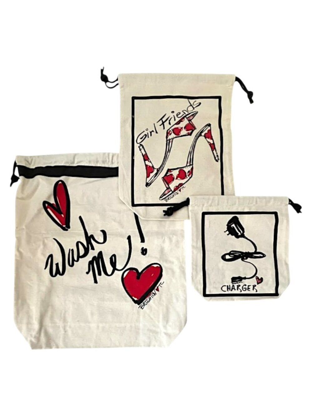 Brighton Pack Your Bags Travel Kit Set of 3 Cotton Canvas Drawstring Bags - Picture 12 of 13
